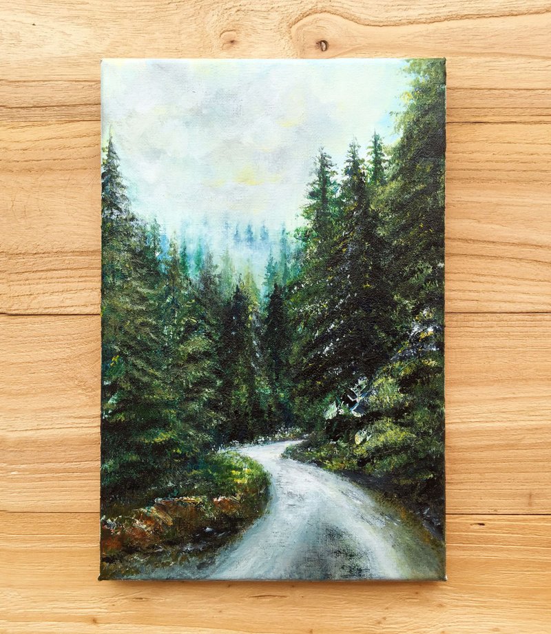 【半山】山林石道自然风景 | 松木林画作挂画 | 艺廊墙空间摆设 - 海报/装饰画/版画 - 棉．麻 