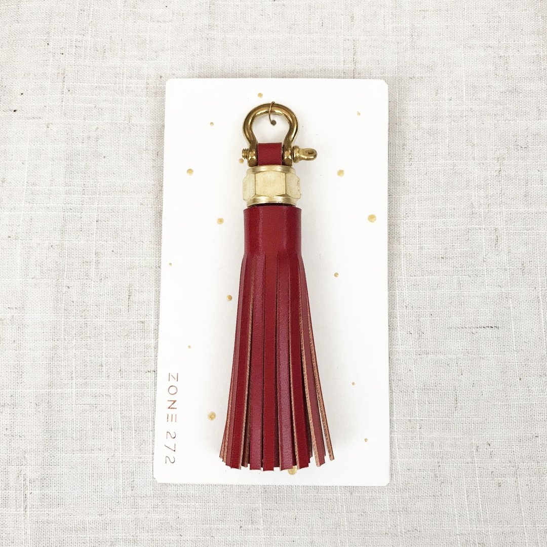 【真皮流苏挂饰 】ACCESSORIES 手工缝制 / 小 红色限定款  - 钥匙链/钥匙包 - 真皮 红色
