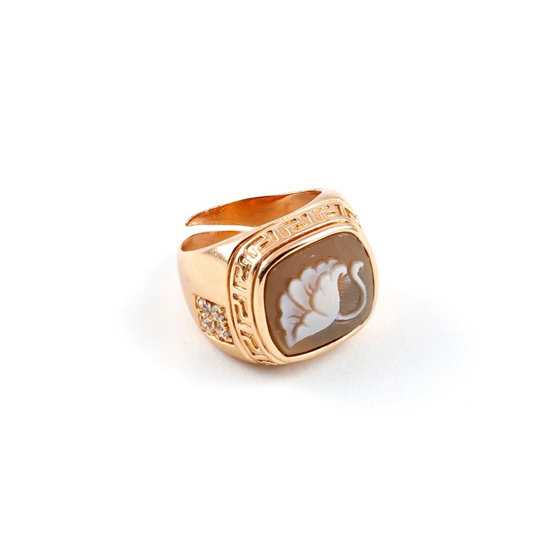 Cameo Italiano 意大利手工贝雕轻珠宝_CI_A23_9R - 戒指 - 纯银 金色