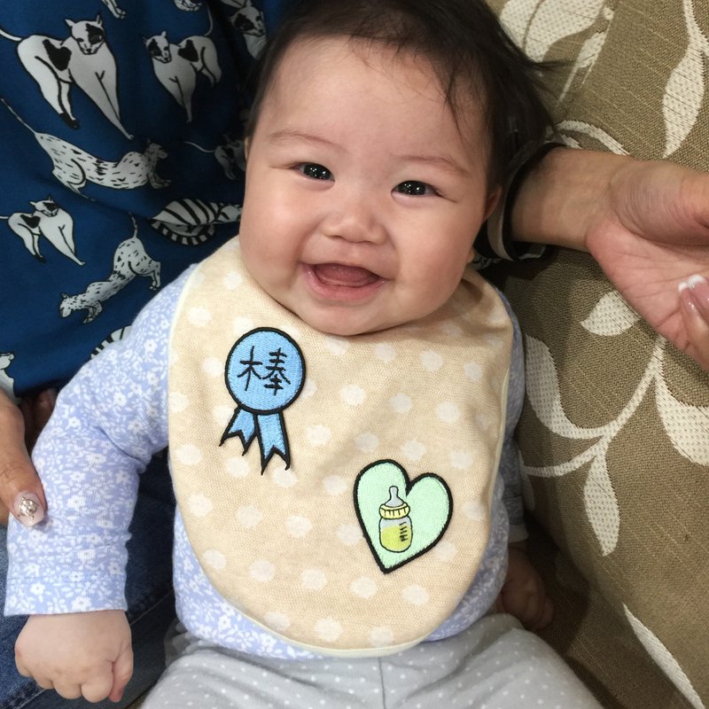 CLARECHEN 臂章围兜_棒 vs ㄋㄟ ㄋㄟ 爱好者_福利品 - 围嘴/口水巾 - 棉．麻 金色