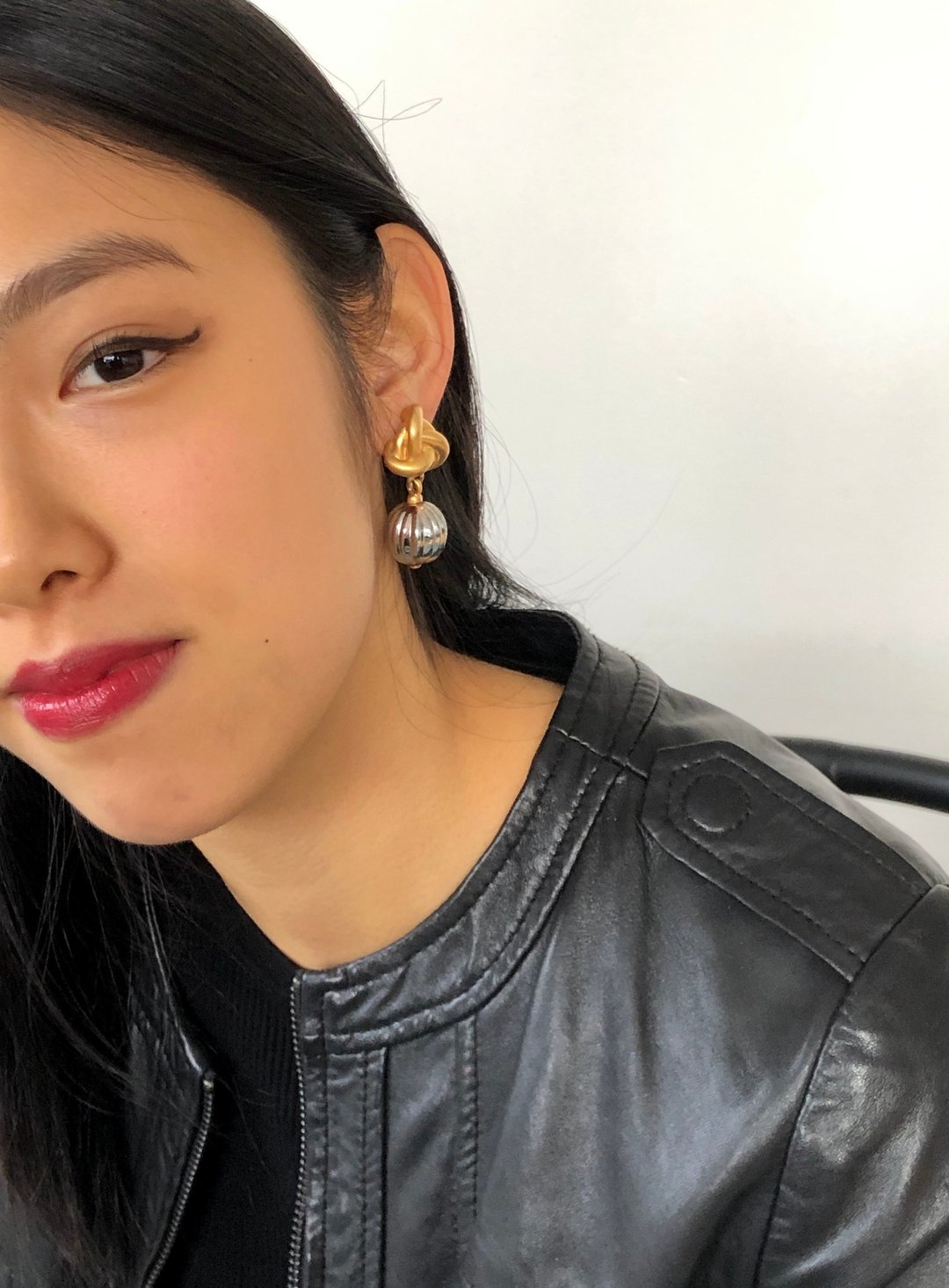 Vintage Silver Ball Gold Drop Earrings - 耳环/耳夹 - 其他金属 银色