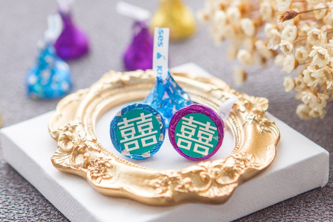 T色囍字水滴巧克力 KISSES婚礼喜糖(每包100颗) - 巧克力 - 新鲜食材 蓝色