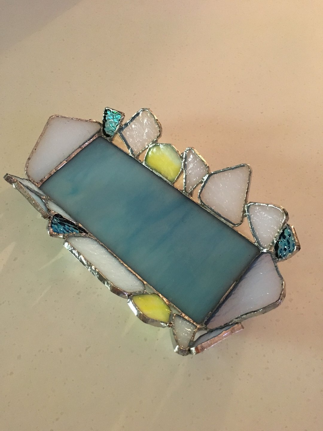 Jewelry tray turquoise yellow white glass Bay View - 摆饰 - 玻璃 蓝色