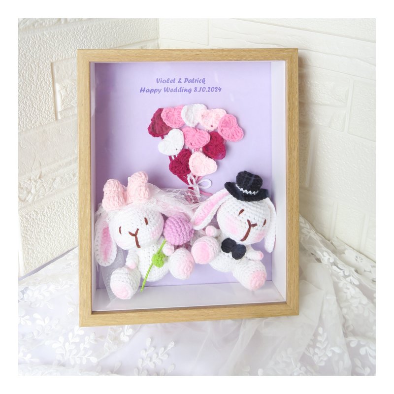 鈎织结婚宾尼兔相框~~可客制~~ - 玩偶/公仔 - 棉．麻 粉红色