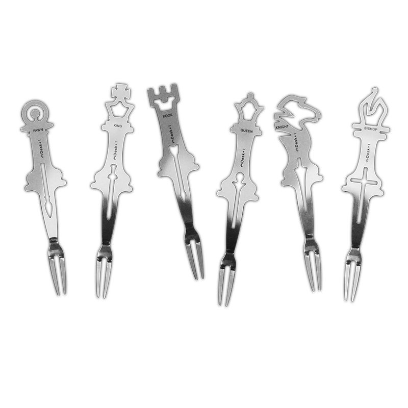 Desk+1 西洋棋水果叉6入精装版 - 餐刀/叉/匙组合 - 不锈钢 银色