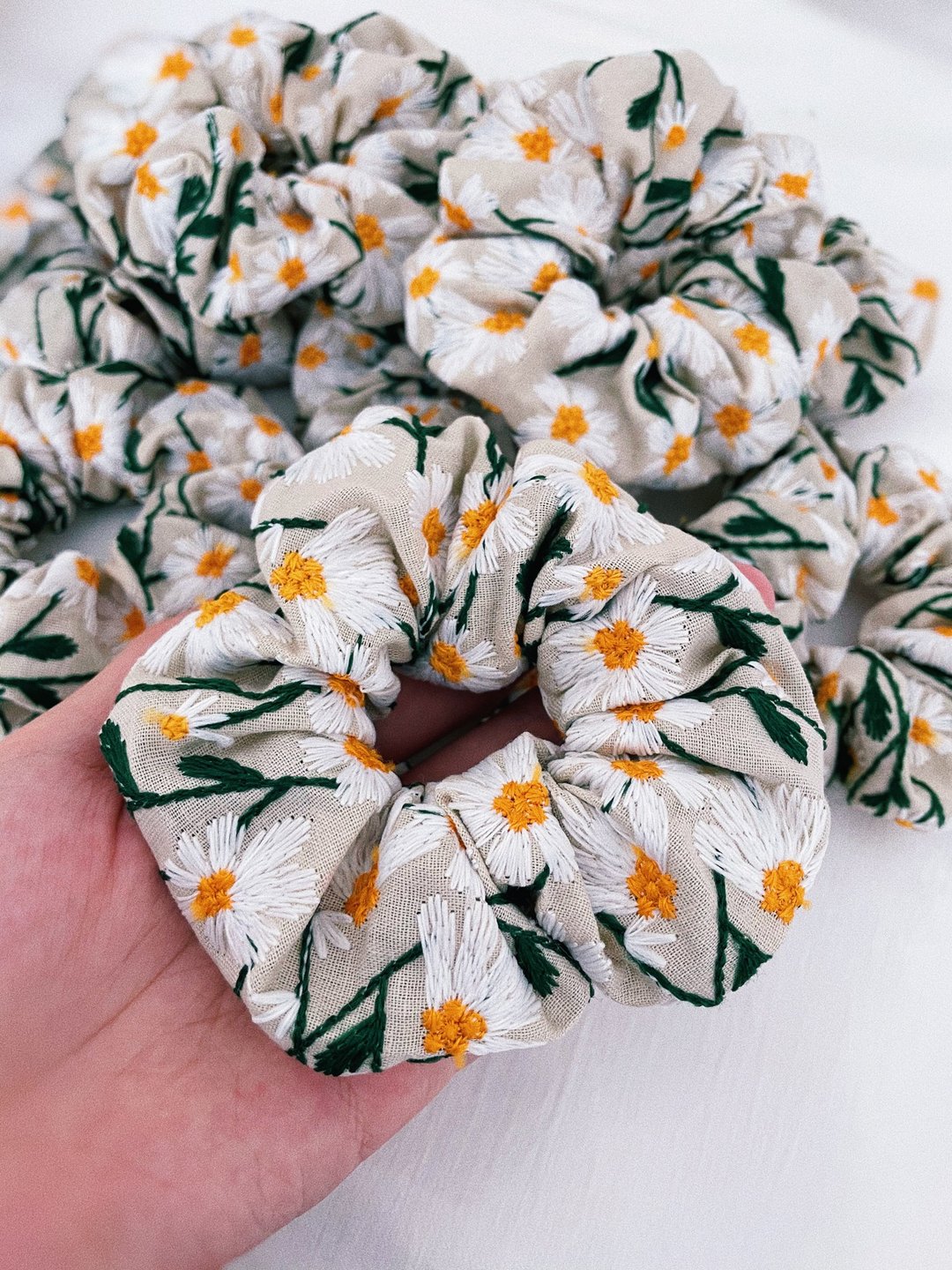 雏菊花发圈 - 发饰 - 绣线 黄色