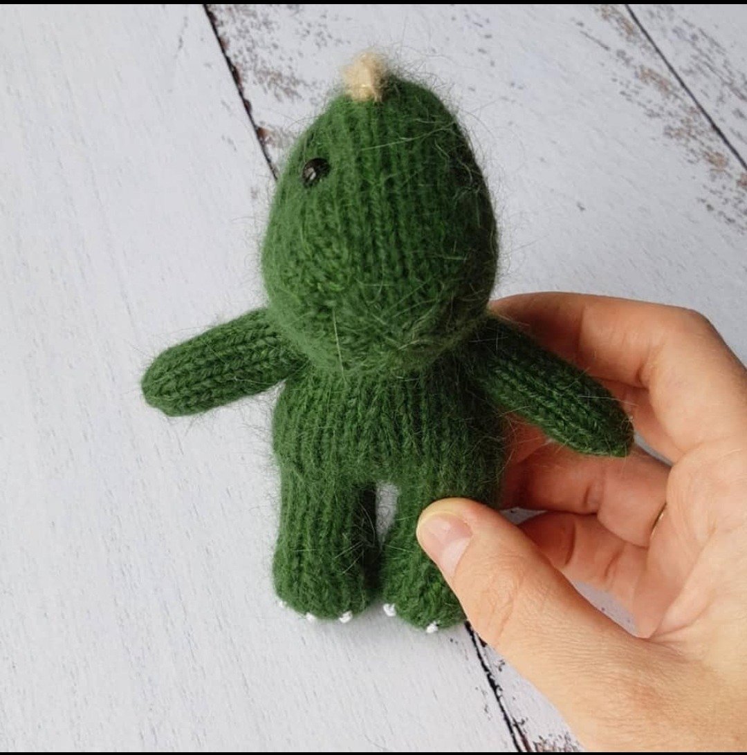 Dinosaur Knitting pattern. Animal tutorial. Amigurumi toy pattern. Dragon - 编织/刺绣/羊毛毡/裁缝 - 其他材质 