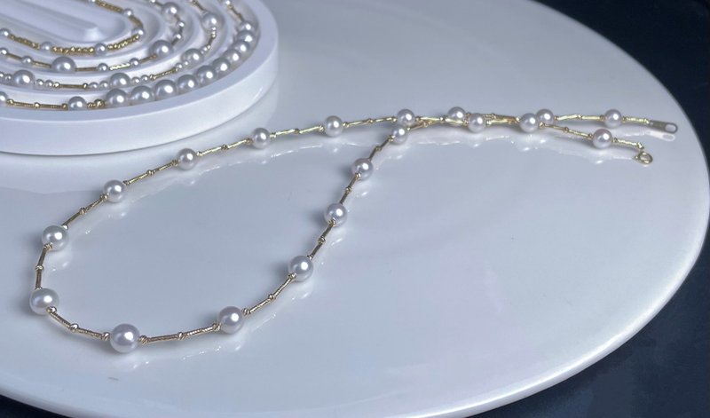 流光小夜曲淡水珍珠小米珠淡水珠珍珠手环真珠手环18K手链手环 - 手链/手环 - 珍珠 白色