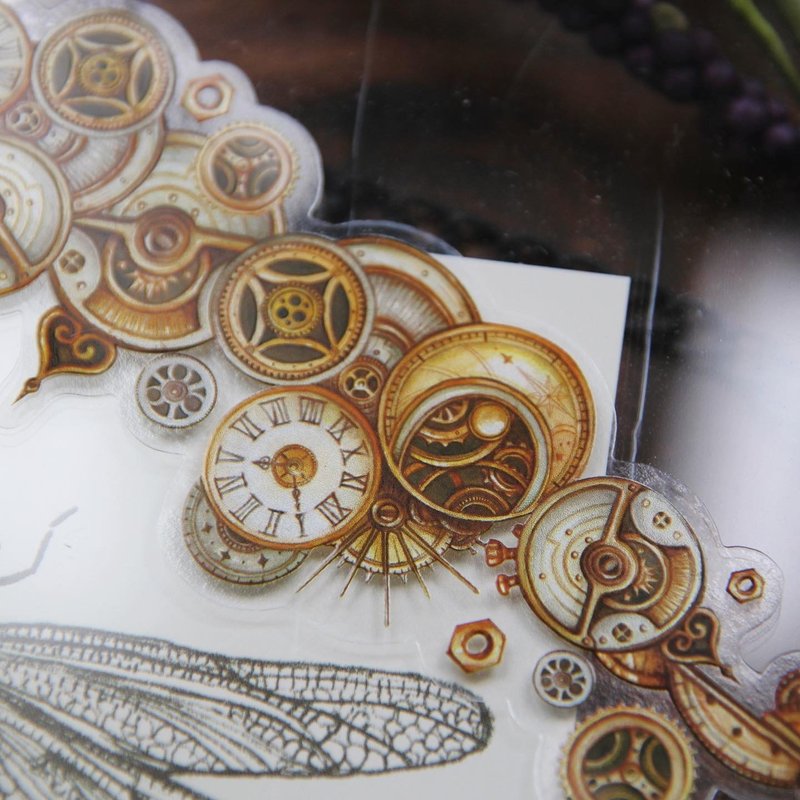 蒸气庞克Time PET胶带 - 纸胶带 - 防水材质 金色