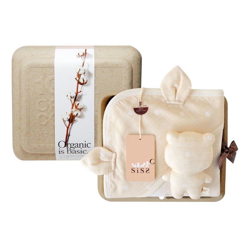 【SISSO有机棉】小馒头二重织纱布包巾礼盒 F - 满月礼盒 - 棉．麻 咖啡色