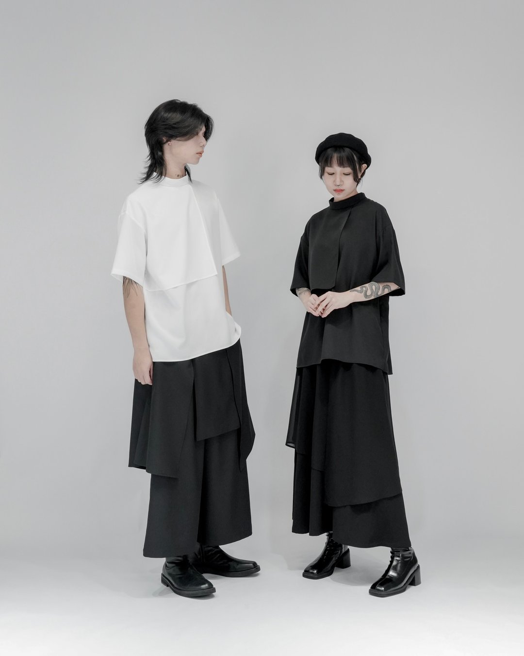 MUKK DESIGN 裁片五分袖上衣-白 - 男装上衣/T 恤 - 聚酯纤维 白色