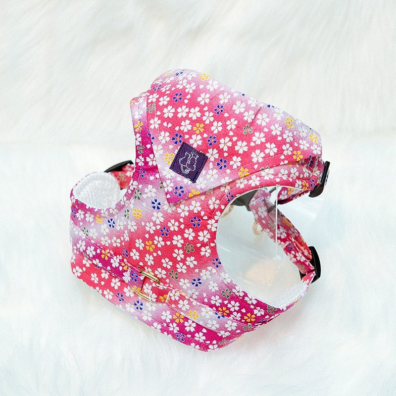 【Momoji】 宠物 X-Back 胸背带 - Sakura - 项圈/牵绳 - 棉．麻 蓝色