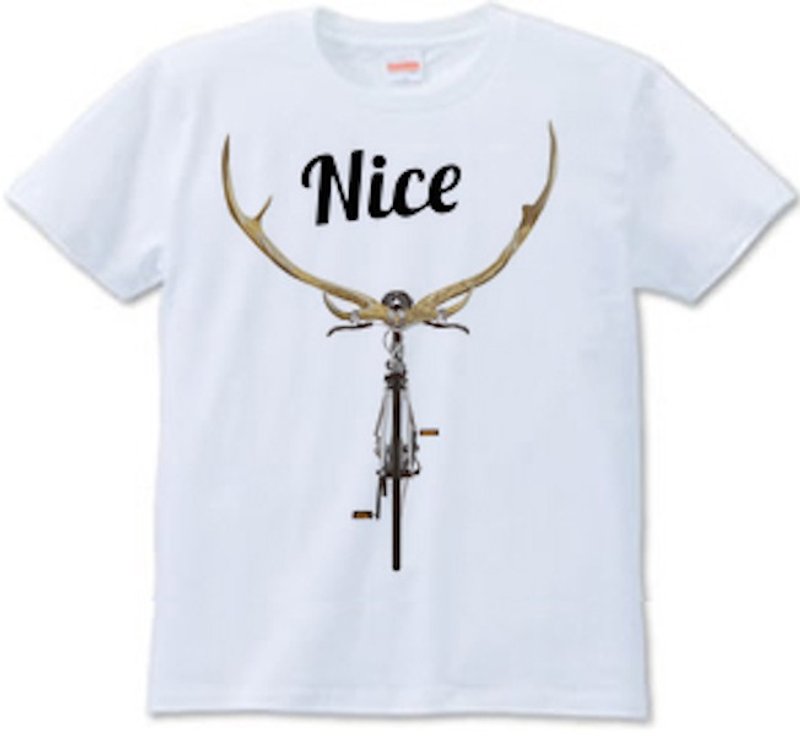 NICE DEER (T-shirt white / ash) - 女装 T 恤 - 棉．麻 灰色