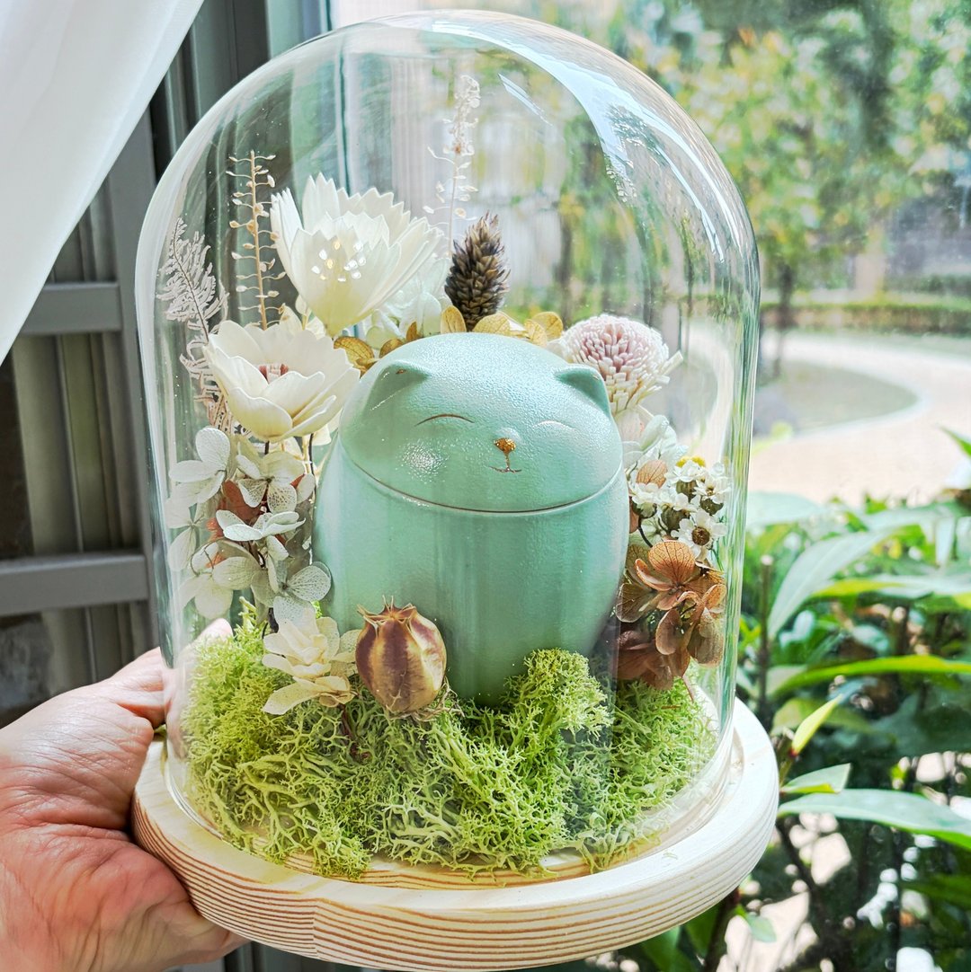 永生花玻璃宠物纪念花盅 -自制索拉花 爱宠小屋 - 订制抱枕/饰品 - 植物．花 粉红色