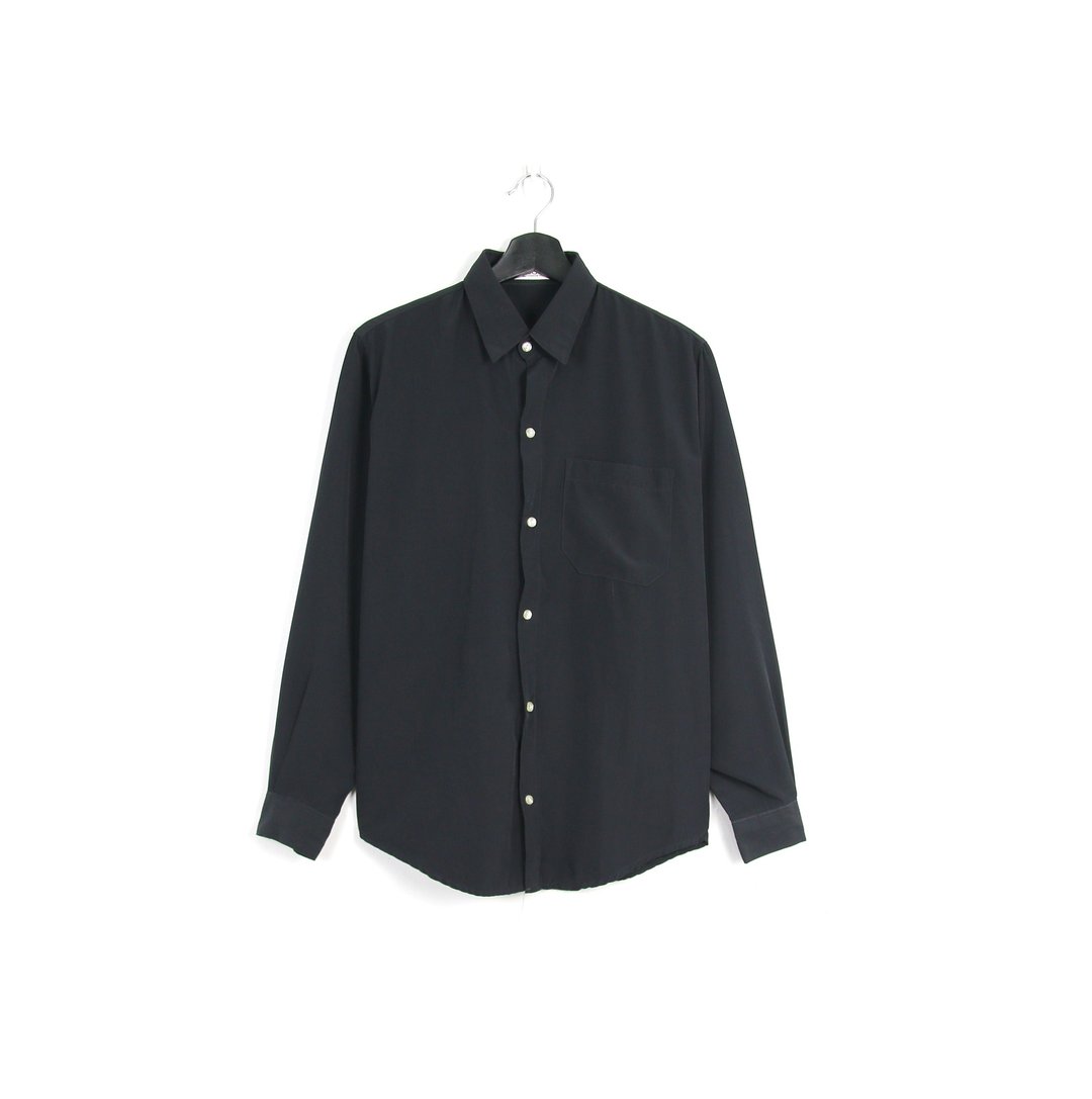 Back to Green- 黑衬衫 bs18 /vintage shirts - 男装衬衫 - 聚酯纤维 