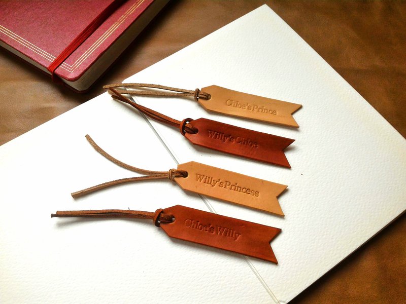纤维手作  植鞣皮革书签  可定制英文字 毕业季 - 书签 - 真皮 咖啡色