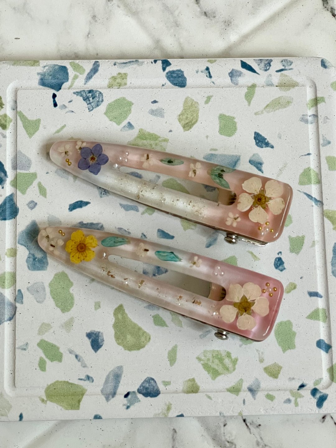 森林系列 永生花-珊瑚色水仙发夹 - 发饰 - 树脂 红色