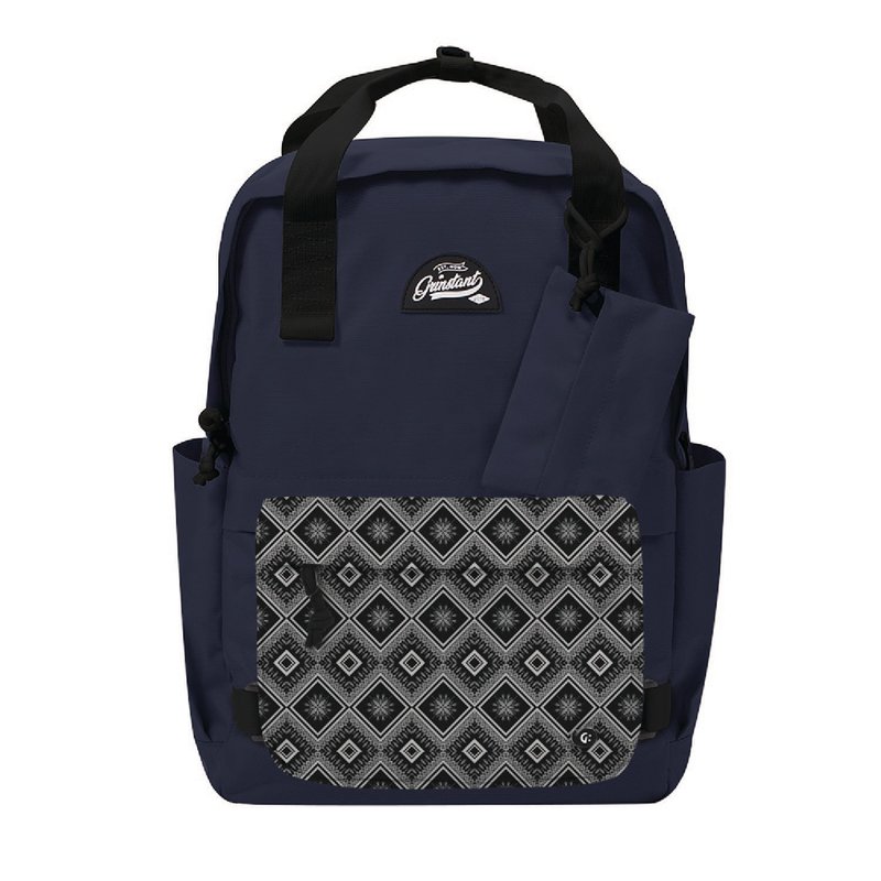 Grinstant混搭可拆组式15.6寸后背包 - 冒险系列 (海军蓝配民族风 - 后背包/双肩包 - 聚酯纤维 蓝色