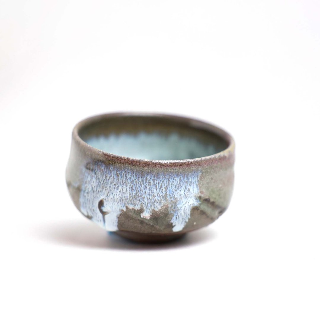 明芽窑 l 柴烧灰釉杯 茶杯 水蓝 铜红 冰裂 流釉 陶杯 搜藏品 H6 - 茶具/茶杯 - 陶 蓝色