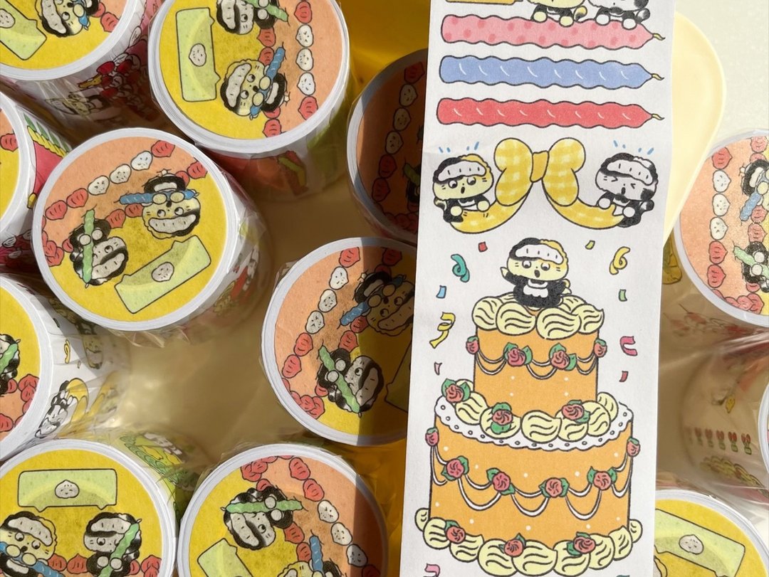 【2周年祝你生日快乐】可书写纸可爱猫猫手帐胶带 - 纸胶带 - 其他材质 多色