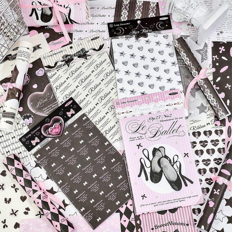 【漫长的邂逅】Y2K手帐素材纸 简约基础手帐拼贴DIY素材贴纸 4款 - 贴纸 - 纸 