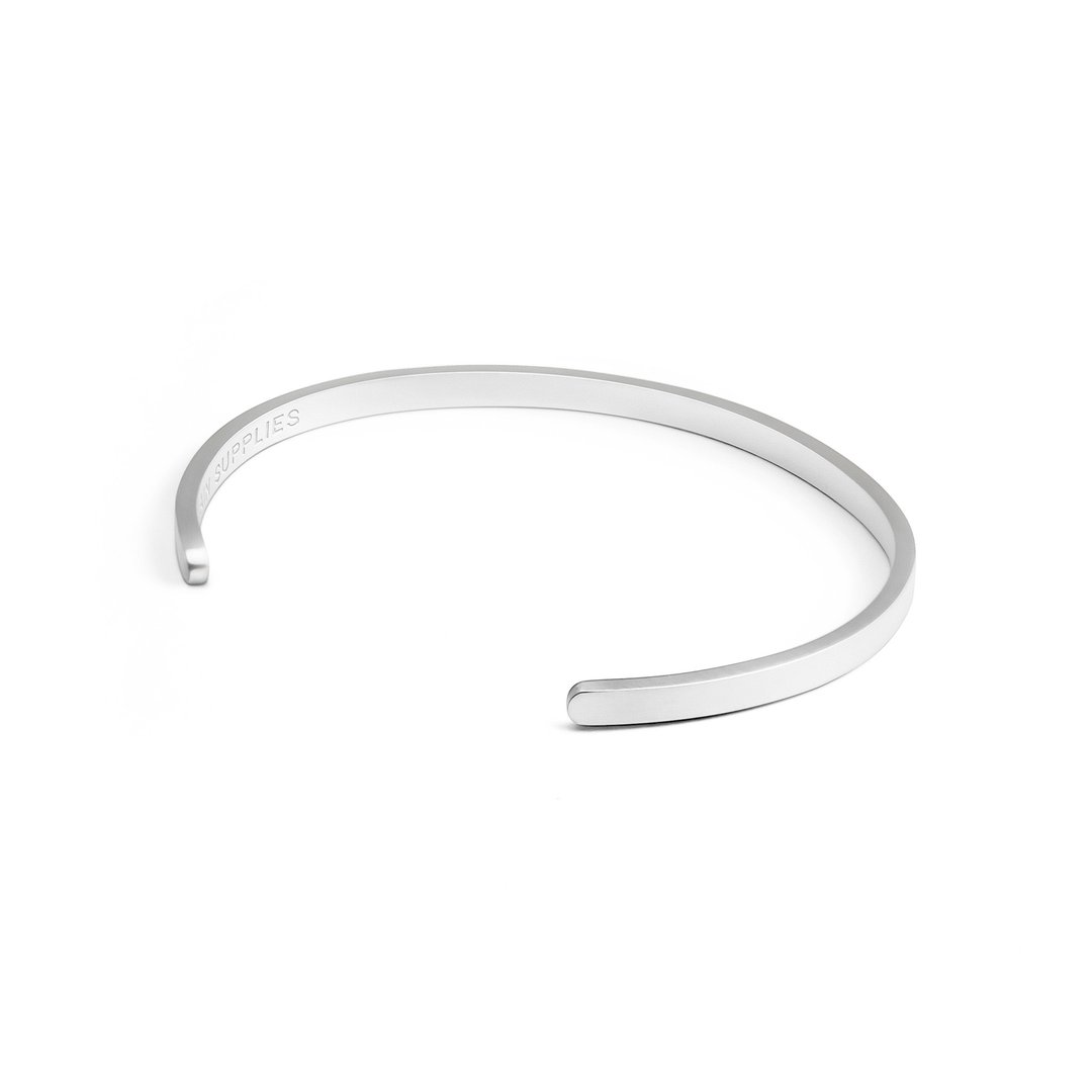 Silver Brushed - Stainless Steel Cuff - 手链/手环 - 其他材质 银色