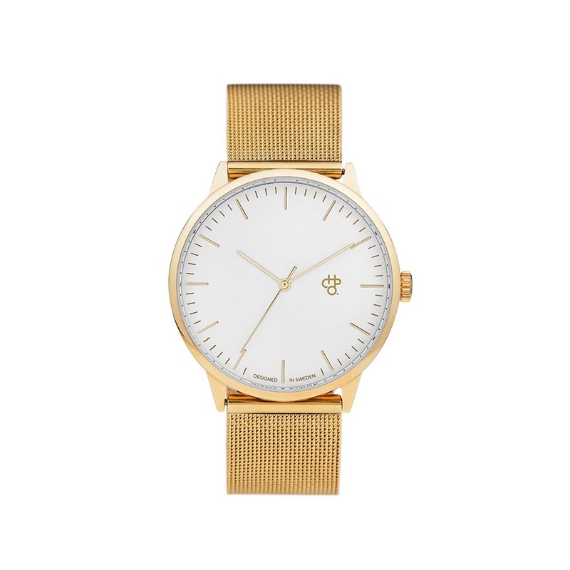 Chpo Brand瑞典品牌 - Nando系列 金白表盘-金米兰带可调式 手表 - 男表/中性表 - 不锈钢 金色