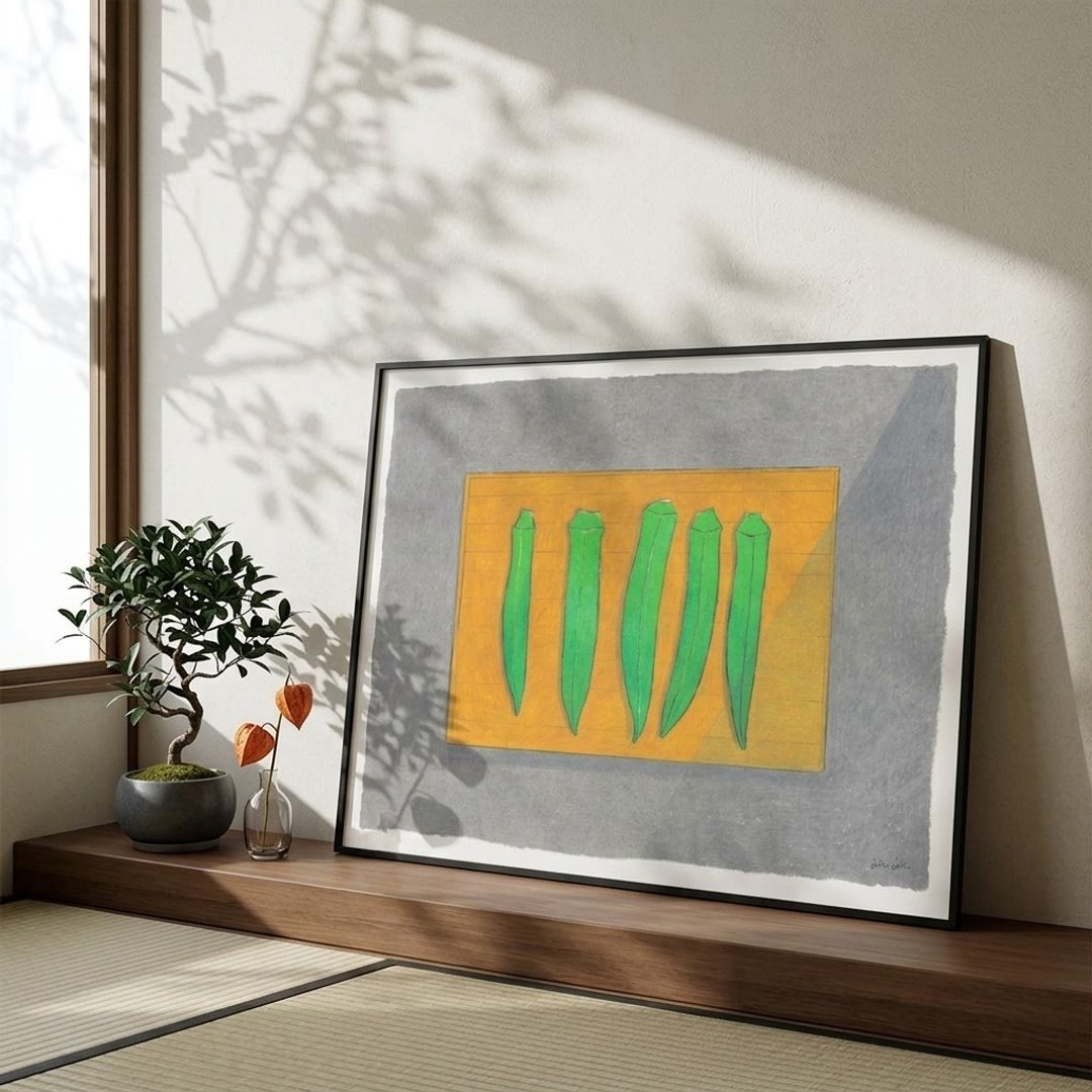 【独家授权】JinJin | 午后的秋葵 - 海报/装饰画/版画 - 纸 粉红色