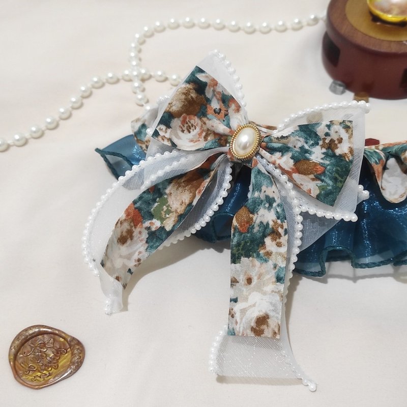 文艺复兴。花边项圈 - 绿色丨猫兔狗 宠物领巾 项圈 颈圈 - 项圈/牵绳 - 其他材质 绿色