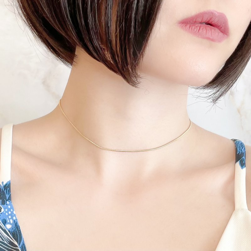 金色 / 蛇形链简约颈链 SV251G - 锁骨链 - 其他金属 金色