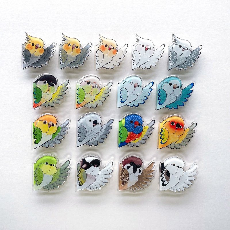 Rolia's 手作 【SAY HI !系列】鹦鹉/鸟/山雀 手机气垫支架 - 手机座/防尘塞 - 压克力 