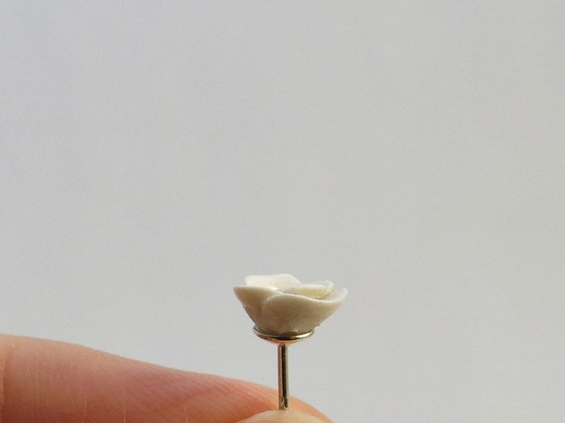 Bonheur青花瓷纯银耳环/青花瓷饰品 - 耳环/耳夹 - 瓷 白色