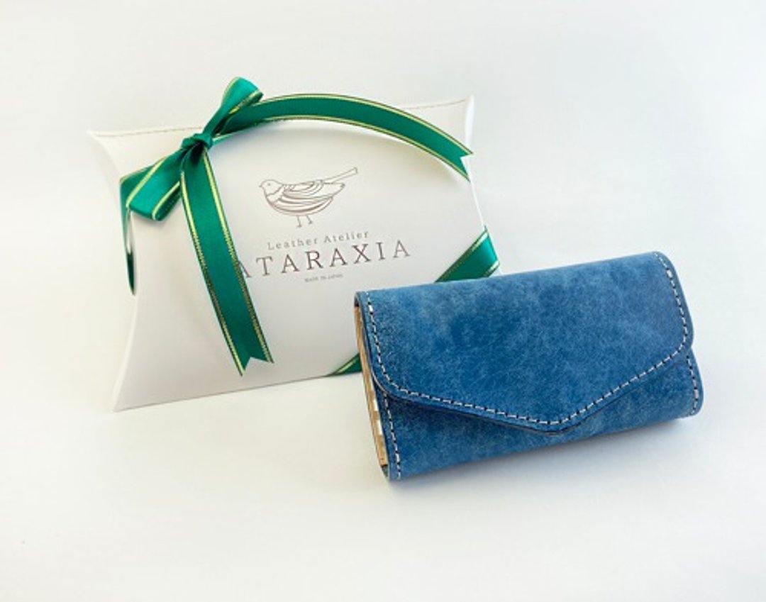 Cobalt blue magnetic key case (Italian leather MAYA) - 钥匙链/钥匙包 - 真皮 