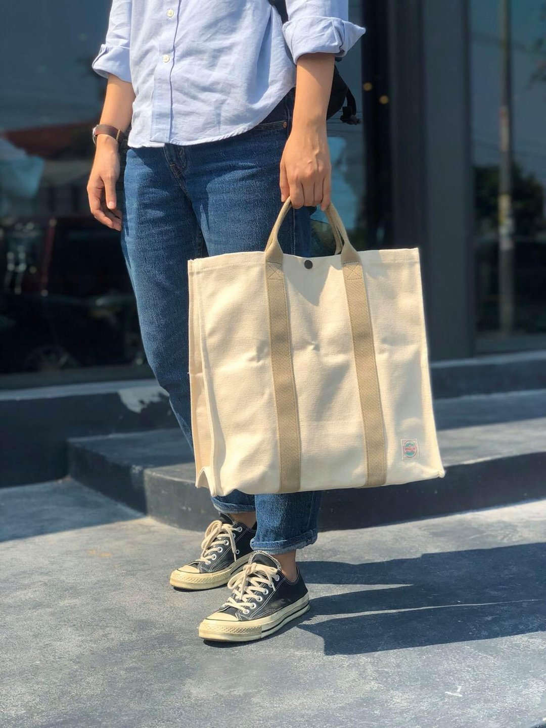 New Off-white Paper Tote / Fitness Bag/ Grocery Bag/ Beach Bag Size L - 手提包/手提袋 - 棉 