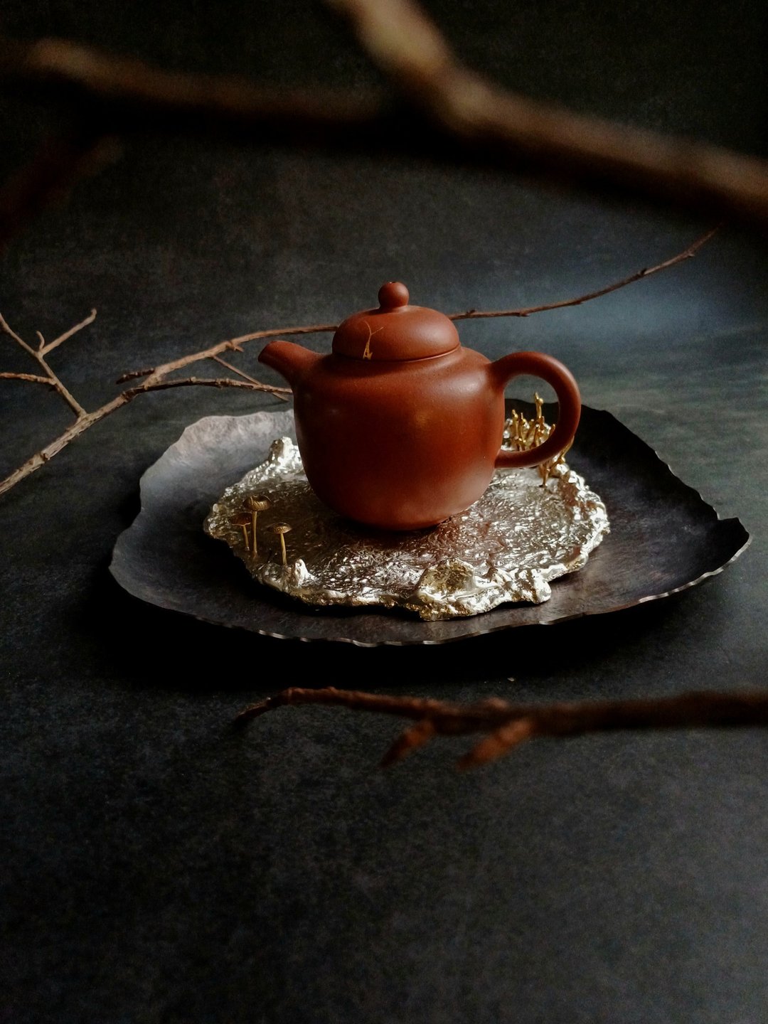 手制茶盘壶承【小满-竞秀】 - 茶具/茶杯 - 铜/黄铜 咖啡色