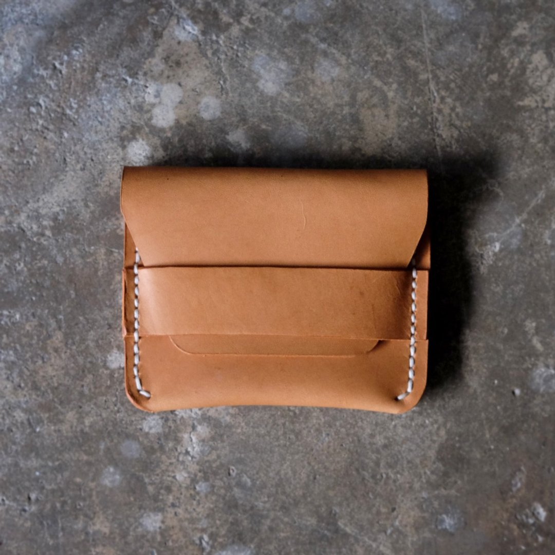 Tan Leather Card Wallet / Card Holder - 皮夹/钱包 - 真皮 咖啡色