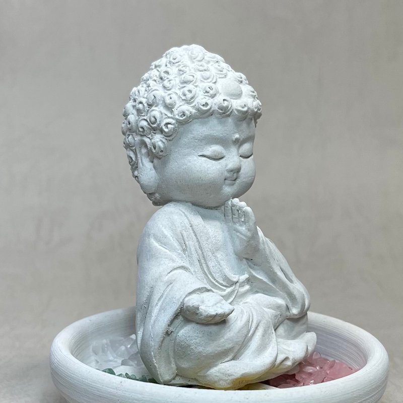开运公仔 五行水晶矿石扩香之怀慈小盘水晶套组 赠5ml纯精油 - 香薰/精油/线香 - 水泥 灰色