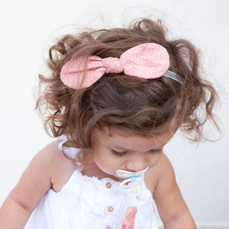 美国 Joli Sophie 棉质蝴蝶银葱发带2入 粉白JSHB2CHWP 一岁~三岁 - 围嘴/口水巾 - 棉．麻 多色