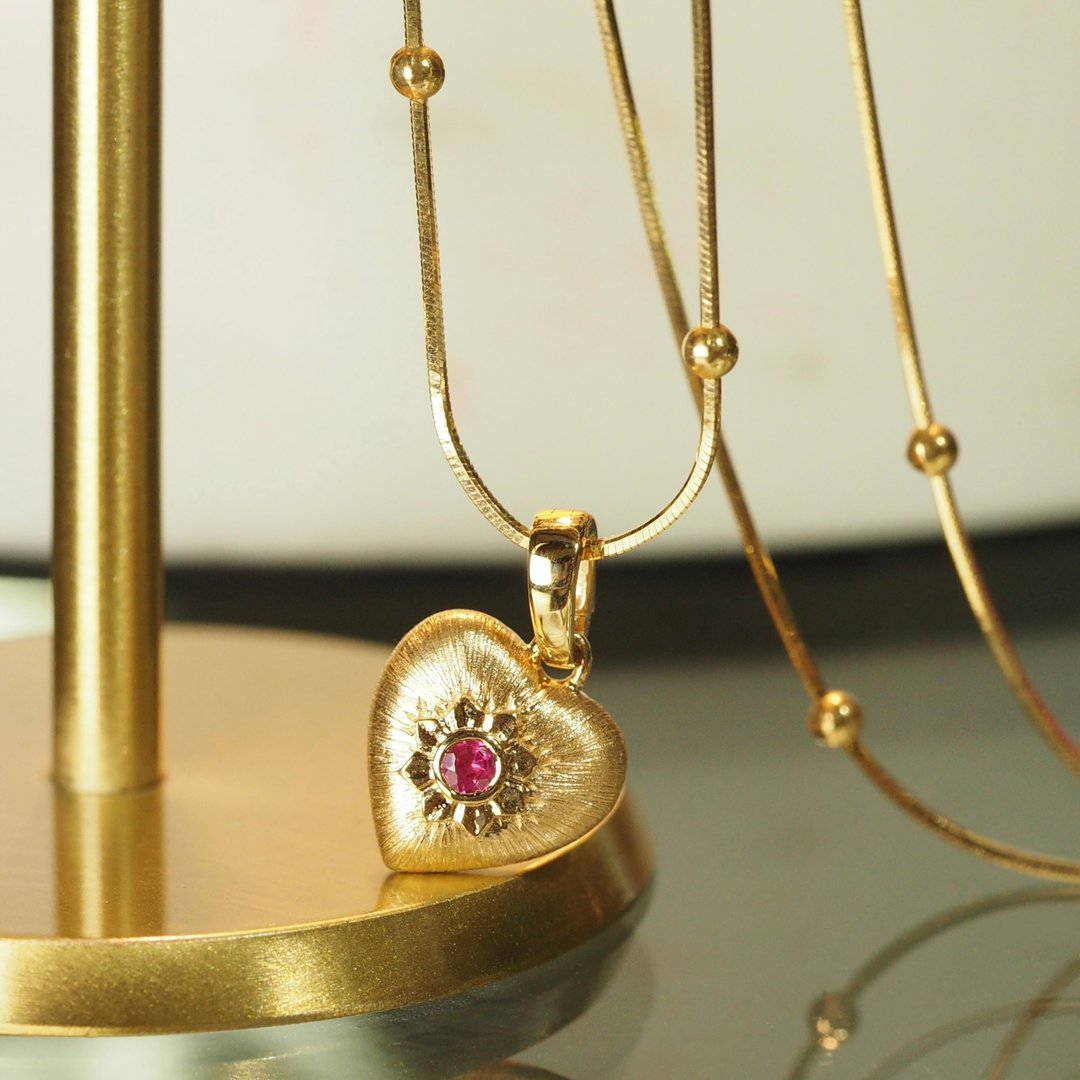 18K金红宝石心型吊坠 18K Gold Ruby Heart Pendant (Removable c - 其他 - 贵金属 