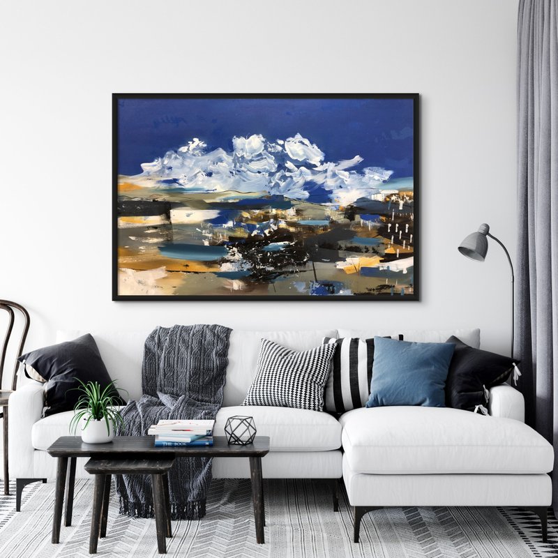 大型抽象风景油画布原画 - 墙贴/壁贴 - 棉 蓝色