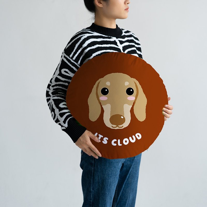 腊肠犬抱枕 宠物插画 圆形枕头 可换底色 - 枕头/抱枕 - 其他材质 绿色