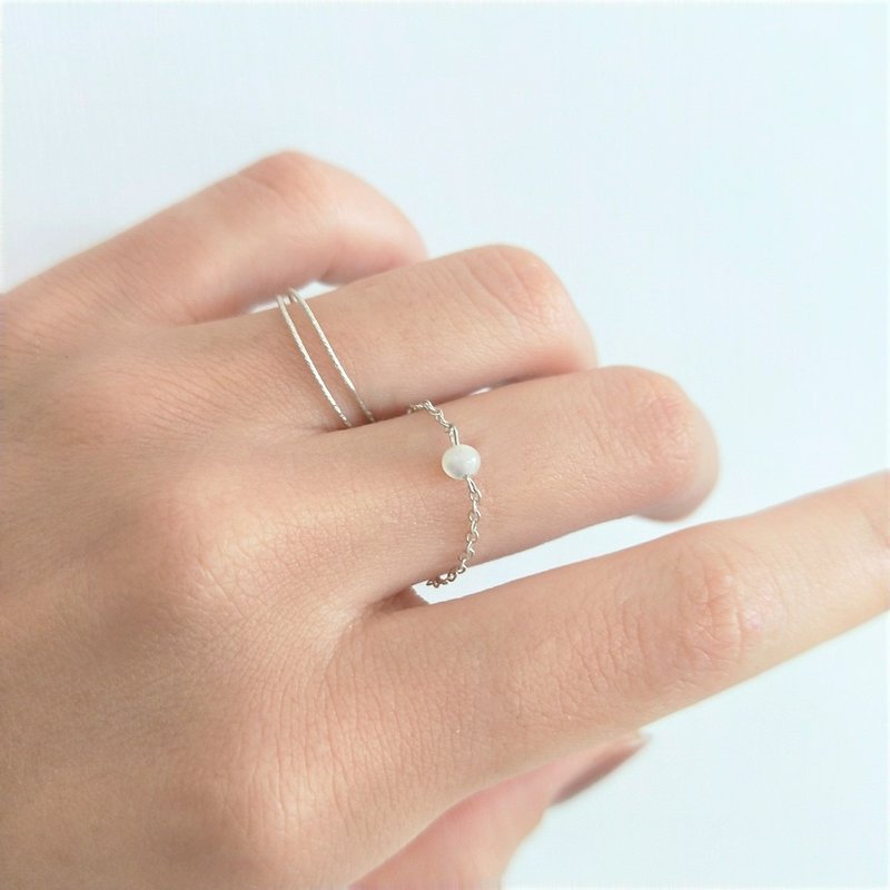 │轻奢│天然石 • 链戒 • 纯银戒指 • 单只 - 戒指 - 半宝石 