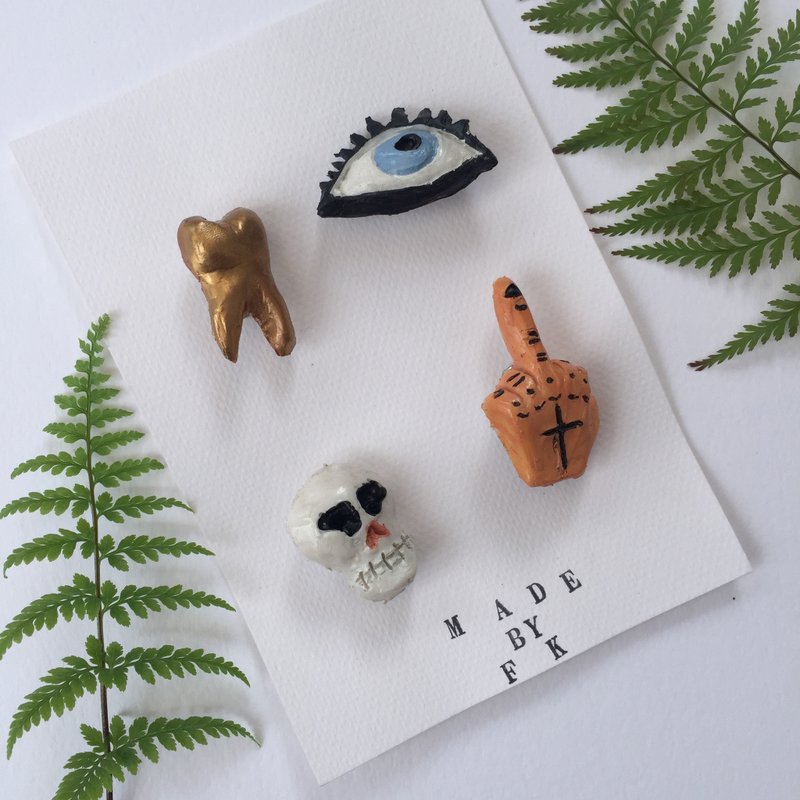 怪兽胸针(一组四件) - 胸针 - 其他材质 多色
