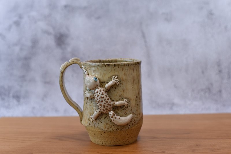 守宫400cc大容量奶茶色陶杯 - 咖啡杯/马克杯 - 陶 