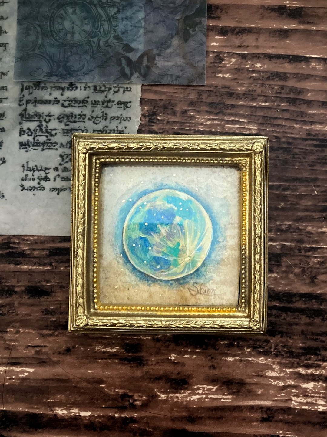 绿色满月画,装框,原画,仿古风格 - 海报/装饰画/版画 - 纸 绿色