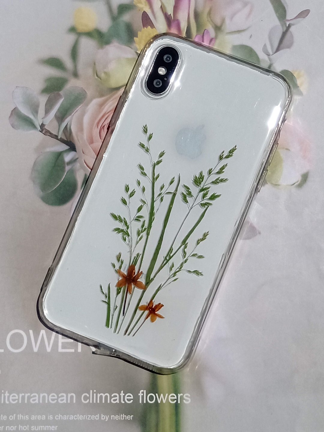 手作手机保护壳,iPhone X,iPhone 8 plus, 小草与花 - 手机壳/手机套 - 塑料 绿色