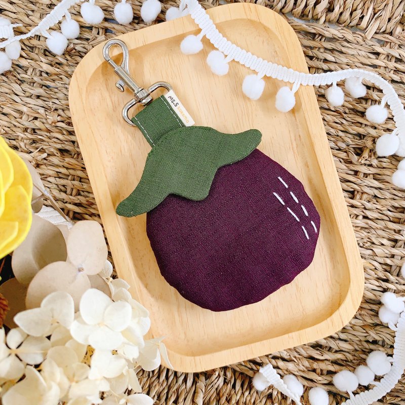 圆茄子-造型平安符袋 / 钥匙圈 - 平安符/符袋 - 棉．麻 紫色