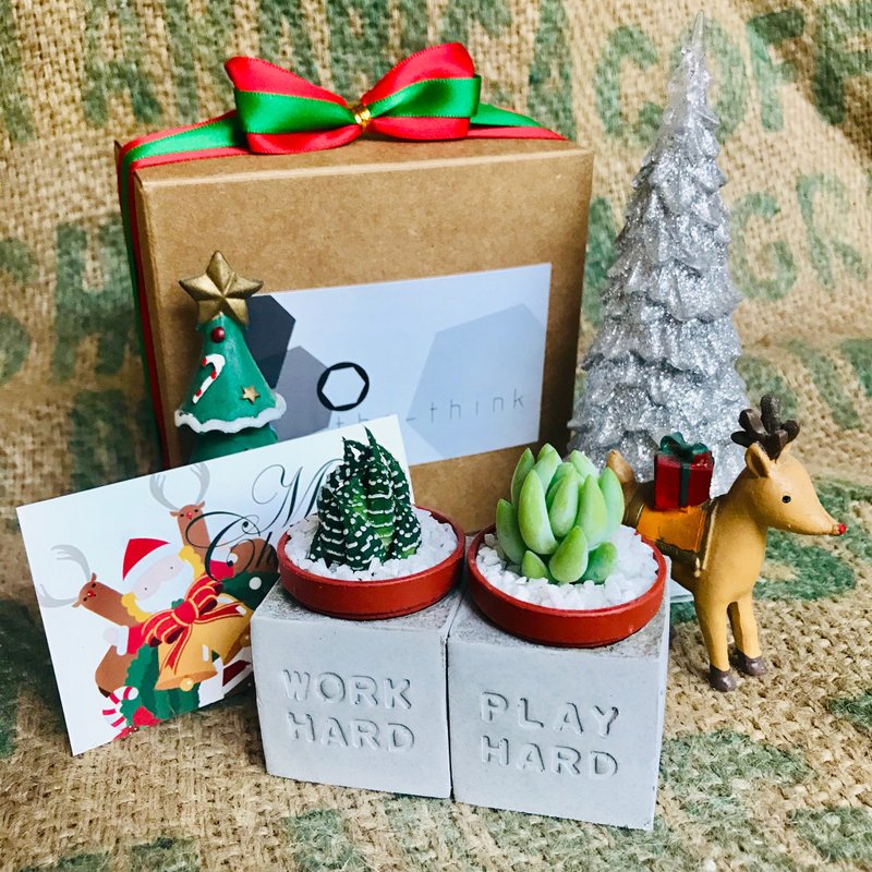 下单即出货 送包装 交换礼物work hard play hard 现为绿色缎带 - 植栽/盆栽 - 水泥 红色