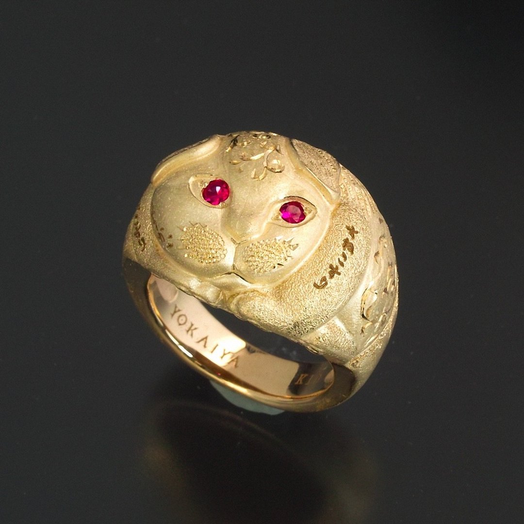 Made to order YOKAI Ring Sunekosuri 10K YG with Ruby - 戒指 - 贵金属 金色