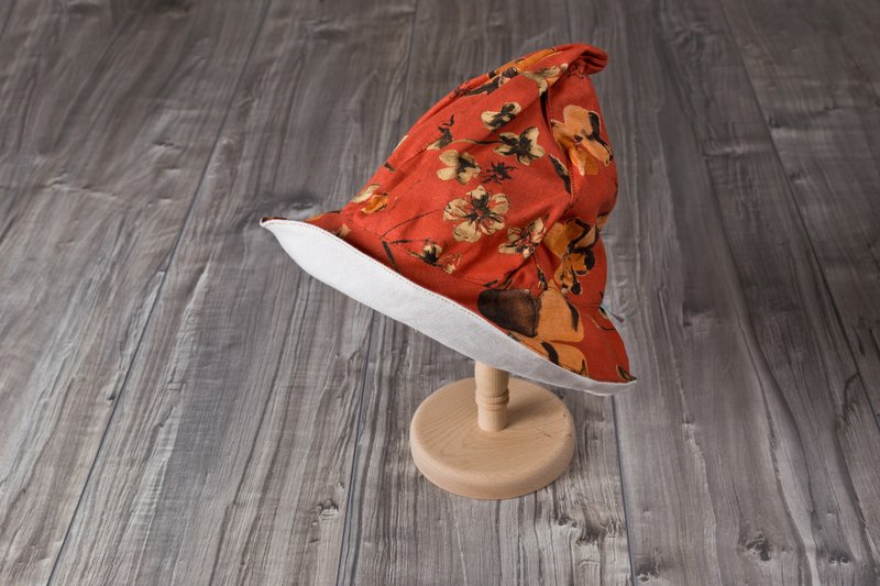 monokeros_巫师尖顶造型帽子.梅 - 帽子 - 棉．麻 橘色